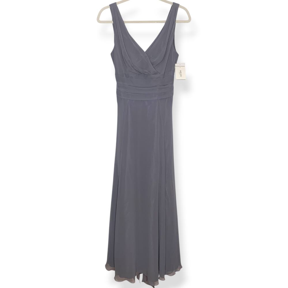 NWT David's Bridal Chiffon Surplice Neck Tank full length bridesmaid dress US 4 - Picture 2 of 11
